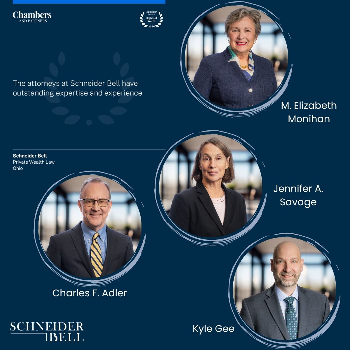 Chambers HNW 2026 Guide, Schneider Bell firm and four attorneys ranked.
