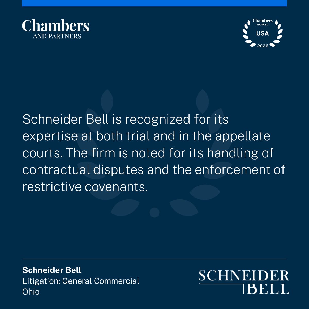 Schneider Bell law firm ranked in Chambers USA Guide 2026.