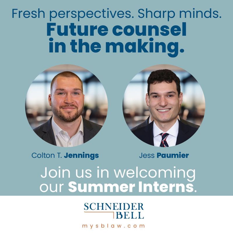 Welcome to Schneider Bell's summer interns, Colton Jennings and Jess Paumier.