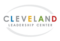 Cleveland Leadership Center logo in gray, blue, yellow, green and red, shape in an oval.