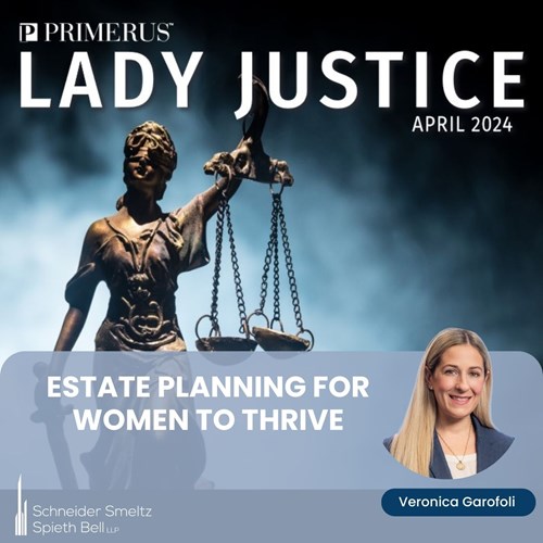 The April edition of "Lady Justice" by Primerus.